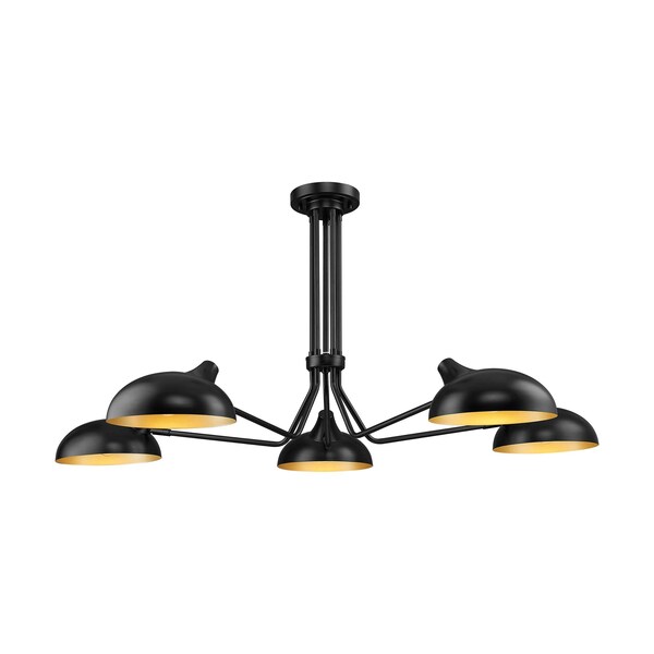 Z-Lite Bellamy Semi Flush Mount, 5-Light, 52 In.W x 52 In.L x 8.25 In.H, Matte Black/Matte Black Outer 1942-5SF-MB - main